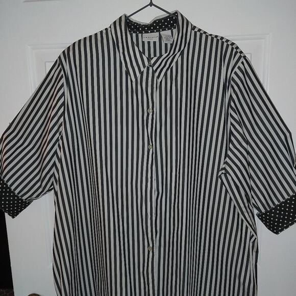 Kim Rodgers Stripped Blouse, with polka dot cuffs, and inside collar, size 22 - Picture 1 of 2
